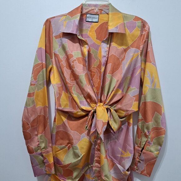 Runaway Ruby Mindy Mini Dress Sage Lightweight Woven Satin XS Fun Multi-color - Picture 13 of 17